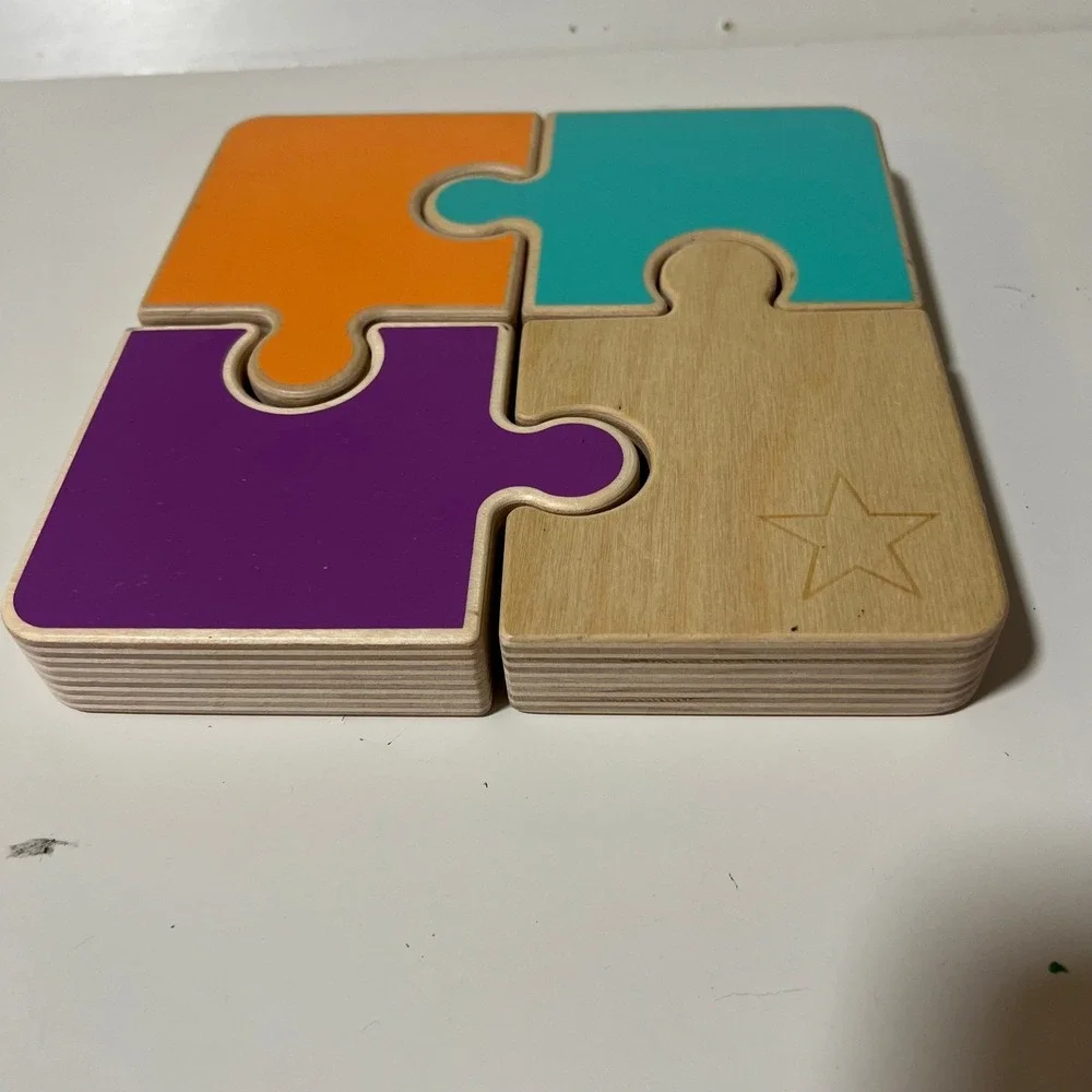Lovevery Wooden Chunky Puzzle‎ Pieces Multicolor Double Sided Toddler Toy 4pc